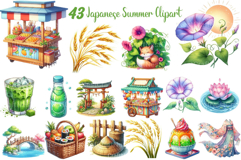 Japanese Summer Clipart Bundle - CraftNest - Digital Crafting and Art