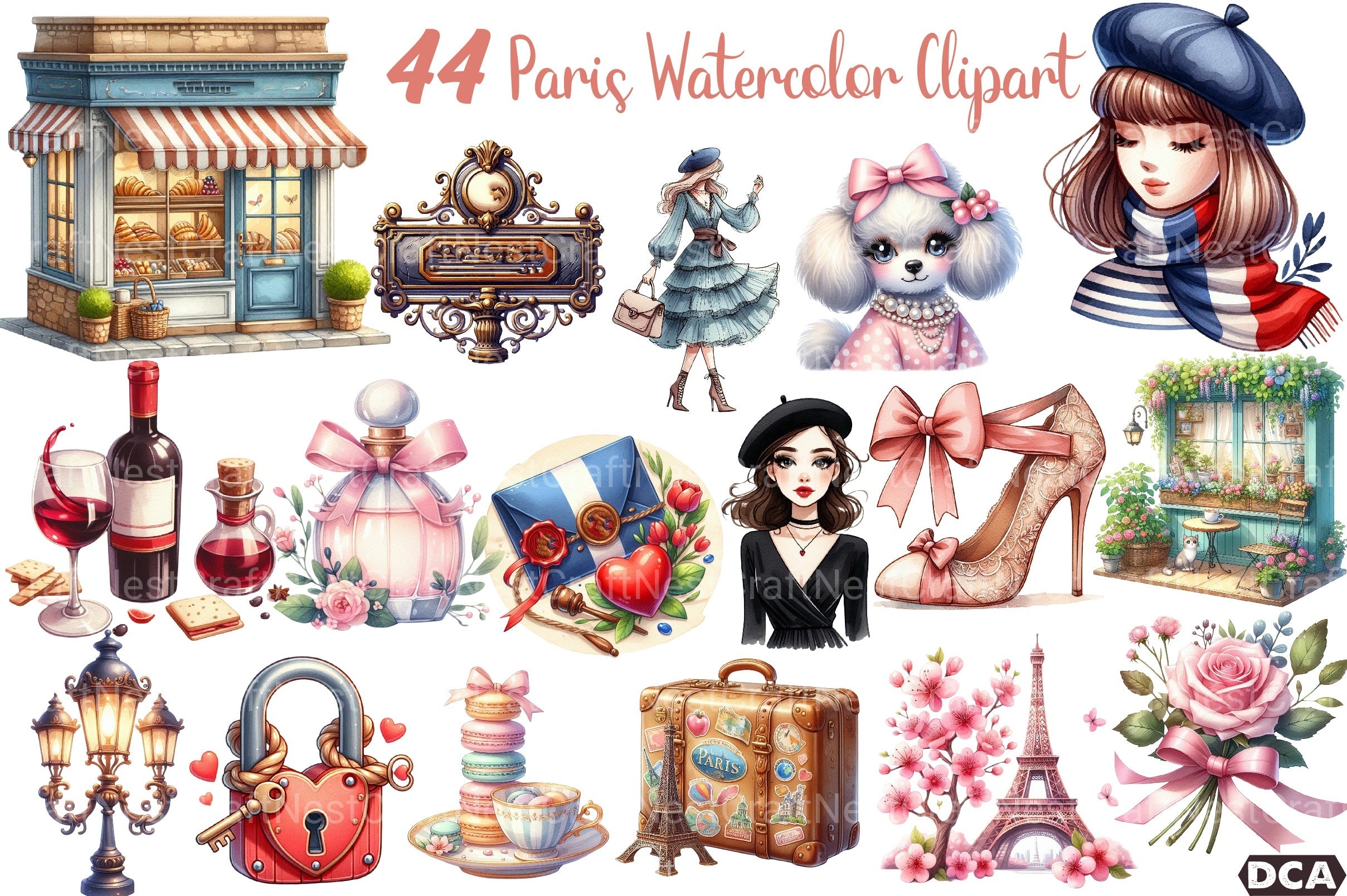 Ooh Lala Paris Clipart Bundle - CraftNest - Digital Crafting and Art