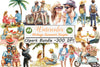 Vintage Summer Couple Clipart Bundle