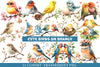Cute Birds on Branch Clipart