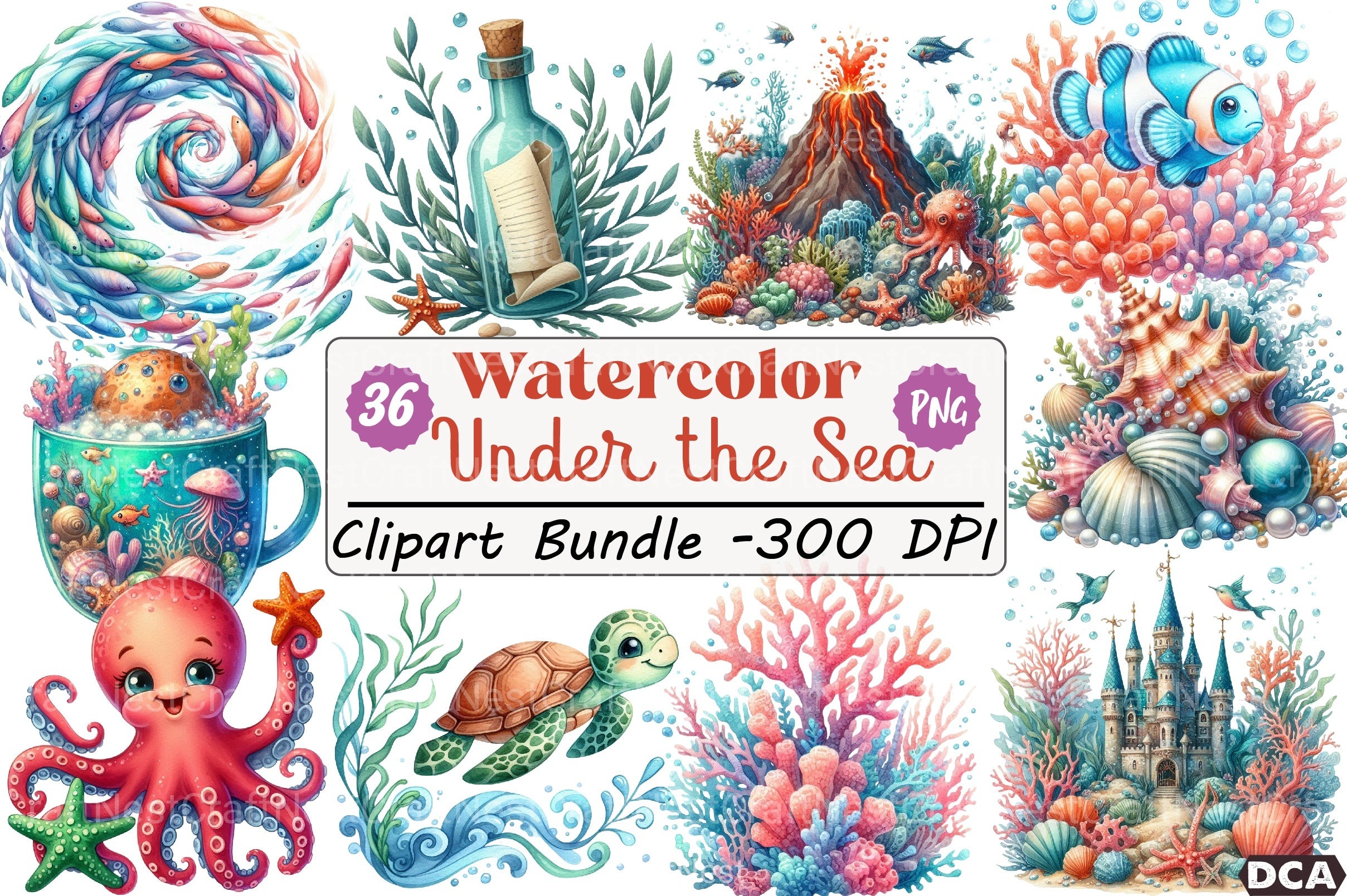 Under the Sea Clipart Bundle - CraftNest - Digital Crafting and Art