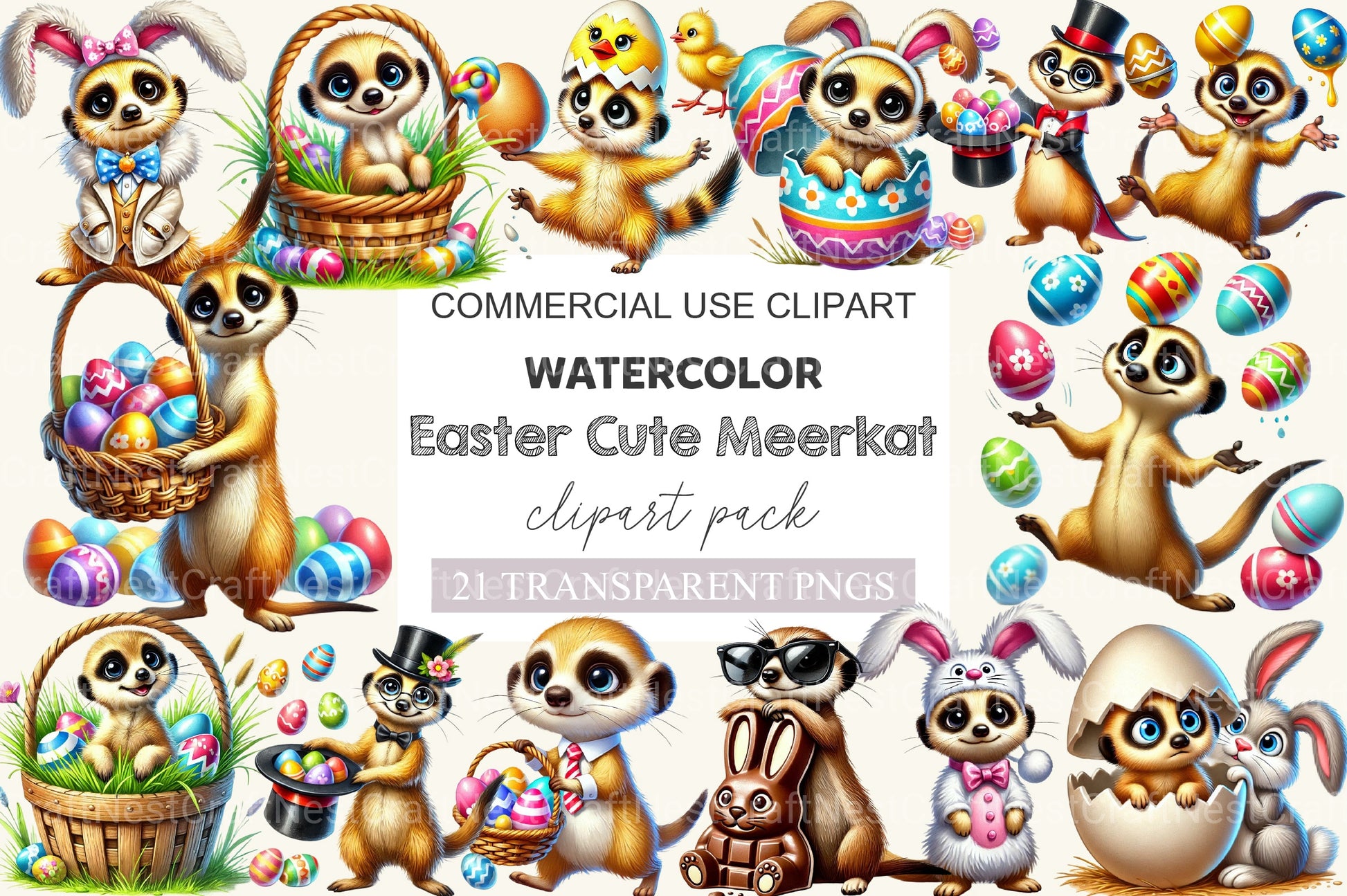 Funny Easter Meerkat Clipart Bundle - CraftNest - Digital Crafting and Art