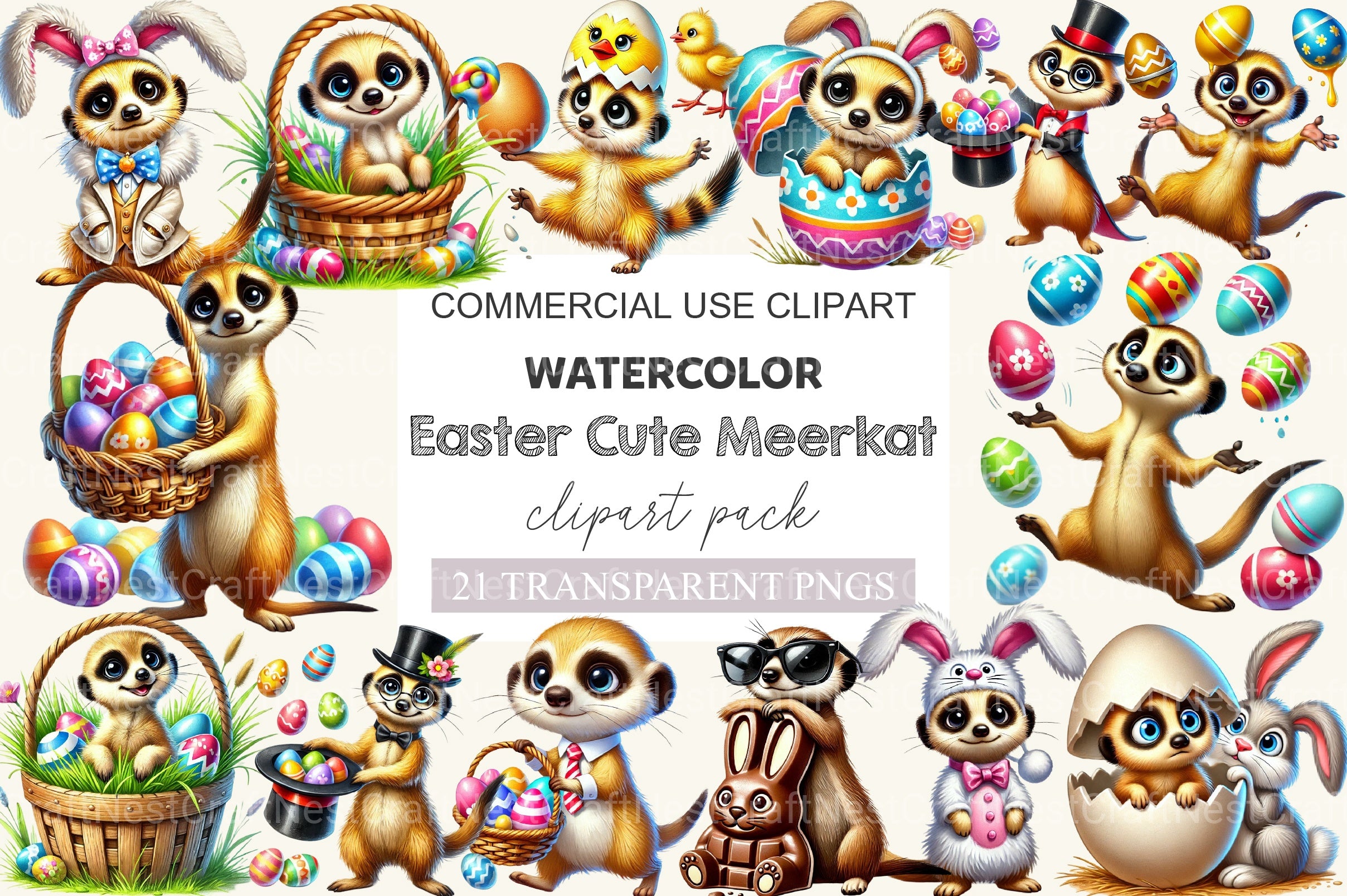 Funny Easter Meerkat Clipart Bundle - CraftNest - Digital Crafting and Art