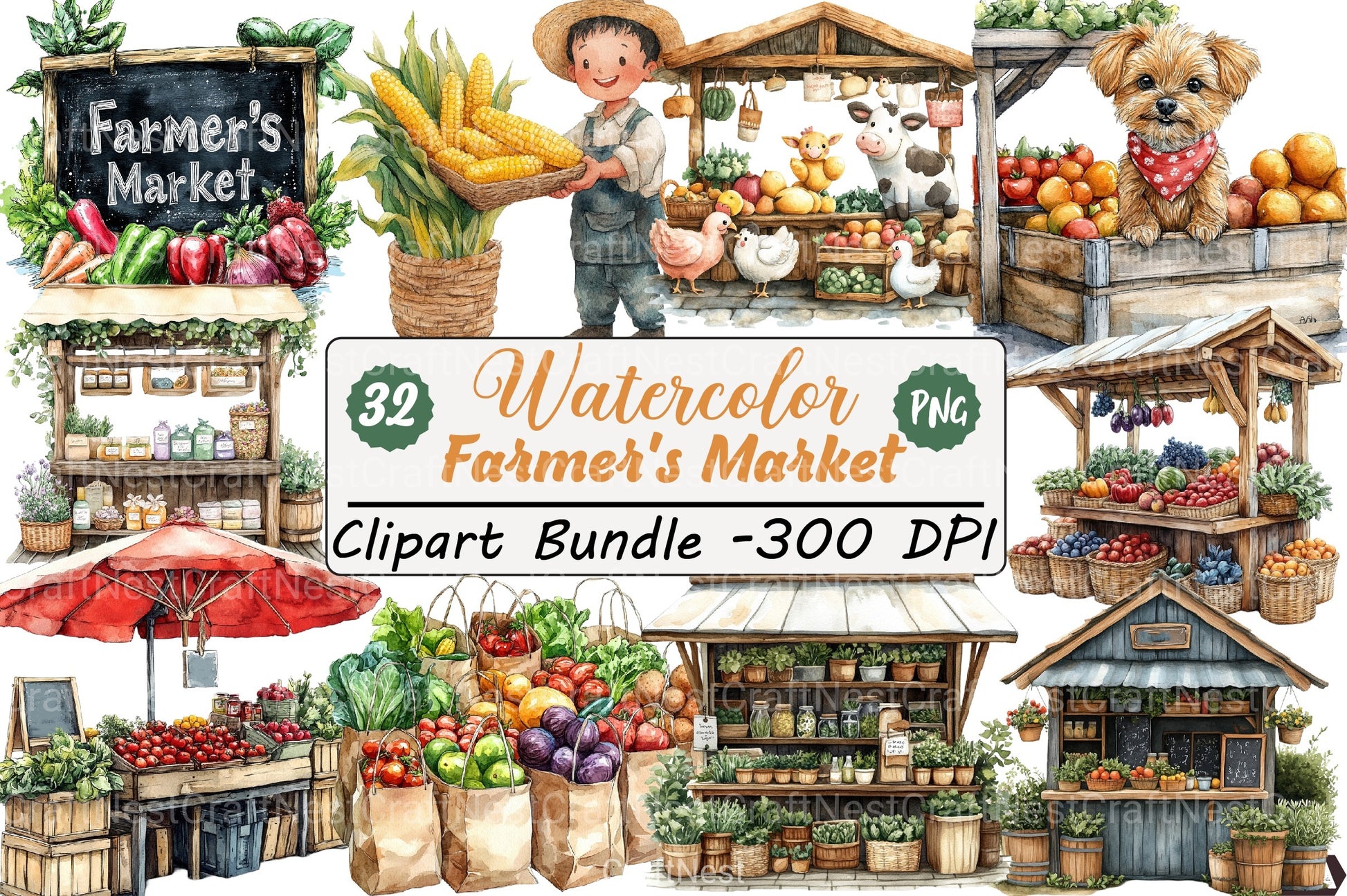 Farmer's Market Clipart Bundle 99 - CraftNest - Digital Crafting and Art