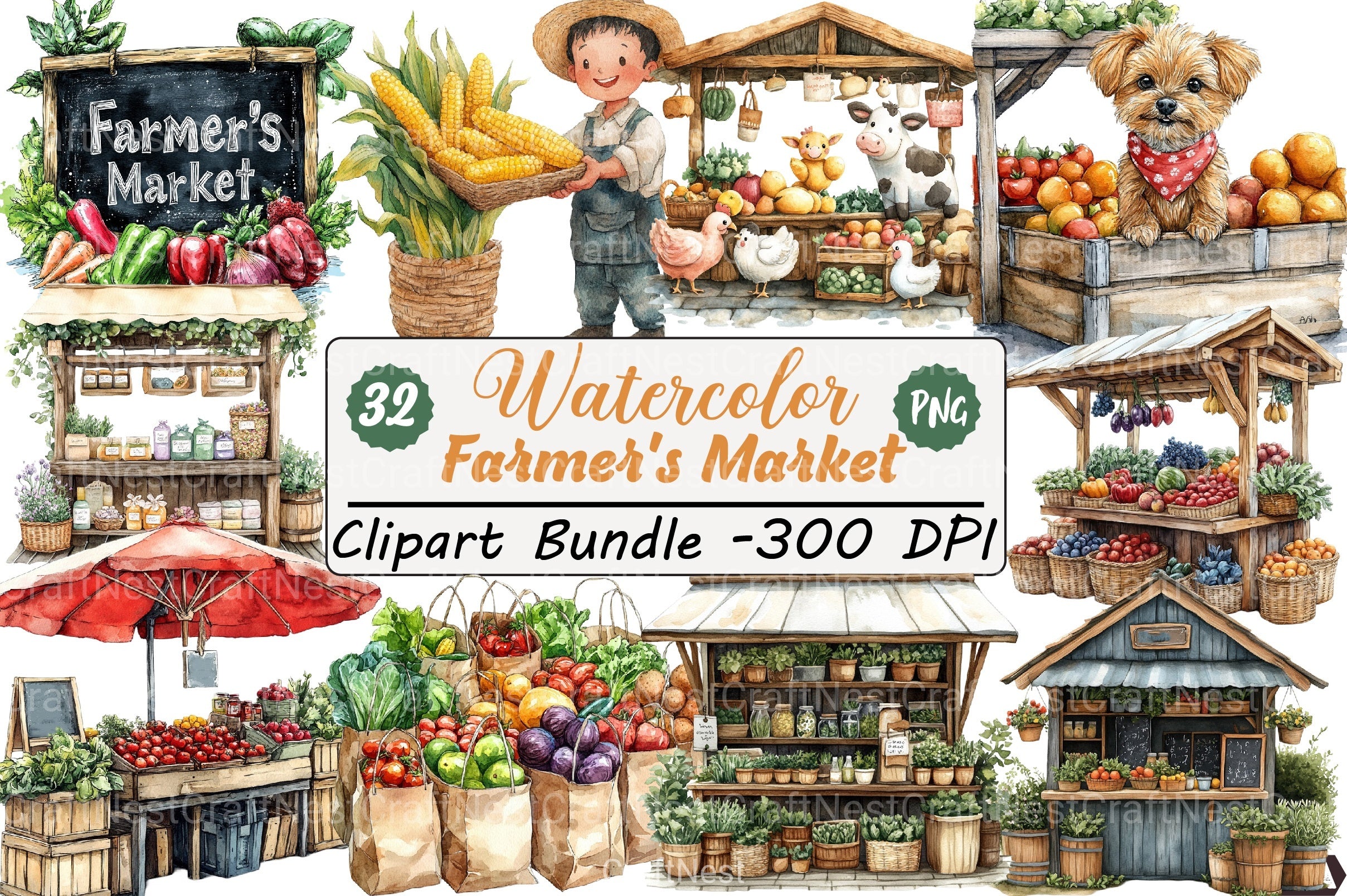 Farmer's Market Clipart Bundle 99 - CraftNest - Digital Crafting and Art