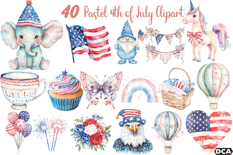 Pastel 4th of July Clipart Bundle - CraftNest - Digital Crafting and Art