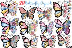Floral Butterfly Clipart Bundle 1 - CraftNest - Digital Crafting and Art