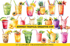 Summer Tropical Smoothie Cup Clipart - CraftNest - Digital Crafting and Art