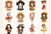 Kawaii Thanksgiving Pin-Up Girl Clipart Bundle