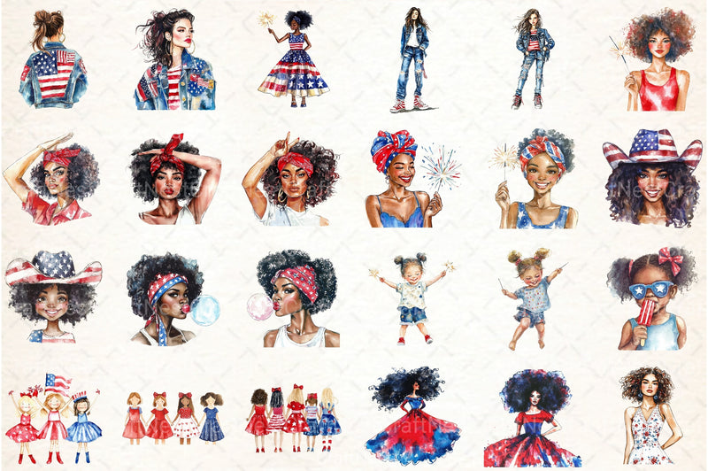 4th July Girls Clipart Bundle - CraftNest - Digital Crafting and Art