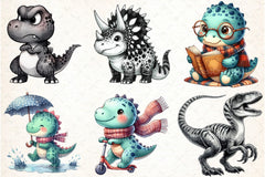Dinosaur Black and White Clipart Bundle - CraftNest - Digital Crafting and Art