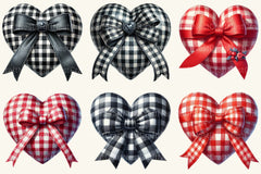 Valentine Gingham Hearts Clipart Bundle - CraftNest - Digital Crafting and Art