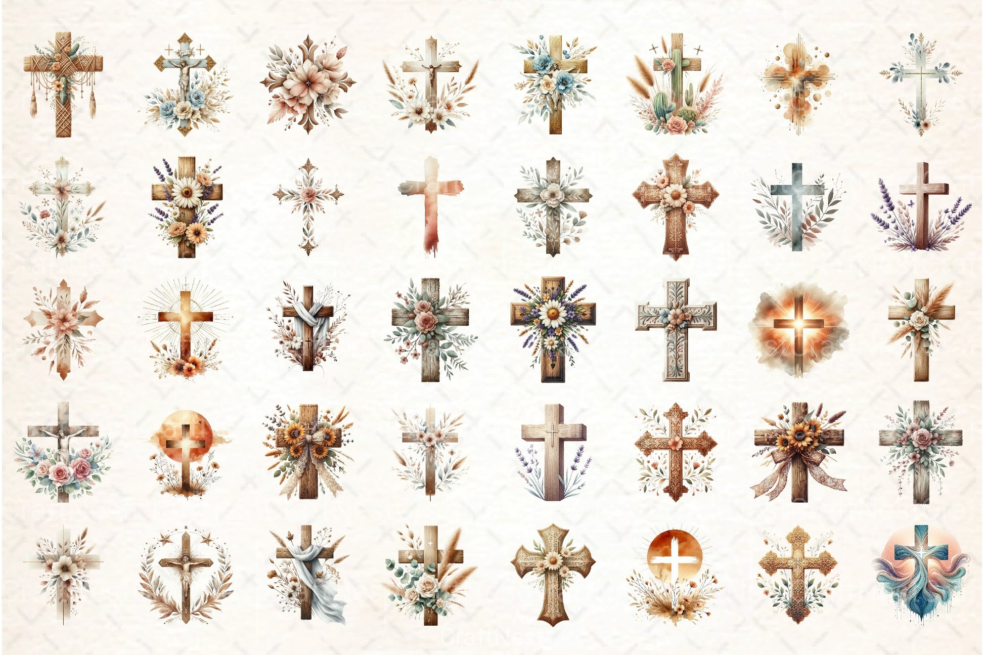 Boho Jesus Cross Clipart Bundle - CraftNest - Digital Crafting and Art