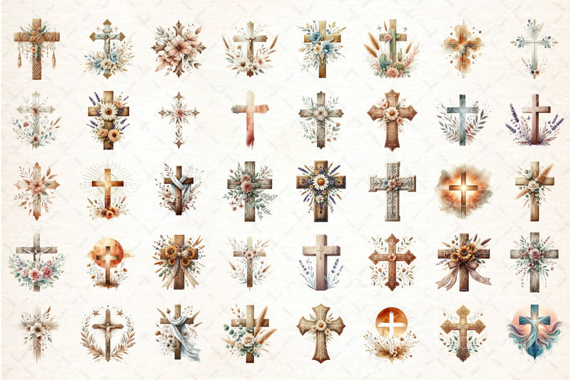 Boho Jesus Cross Clipart Bundle - CraftNest - Digital Crafting and Art