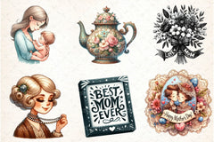 Black and White Mother's Day Clipart Bundle - CraftNest - Digital Crafting and Art
