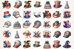 4th of July USA Patriotic Hat Clipart Bundle - CraftNest - Digital Crafting and Art