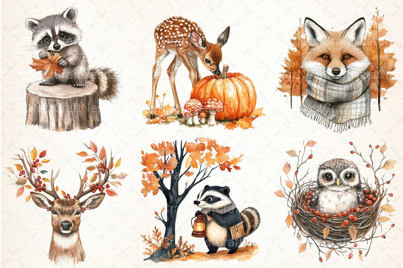 Autumn Forest Animal Clipart Bundle 2 - CraftNest - Digital Crafting and Art