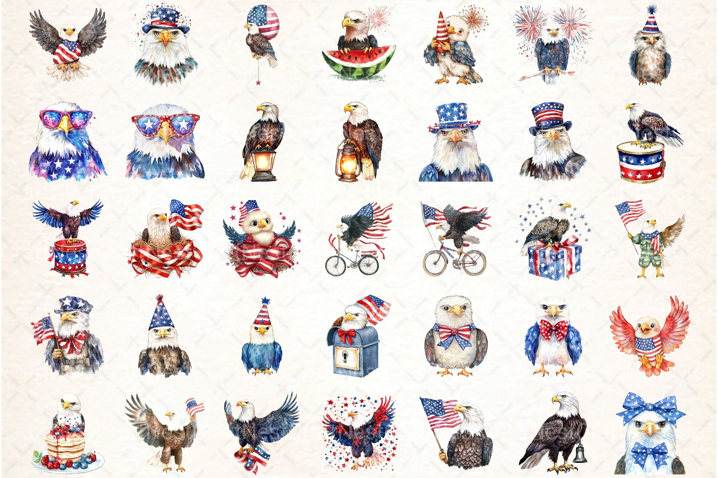 Cute Baby Bald Eagle 4th of July Clipart Bundle 1 - CraftNest - Digital Crafting and Art