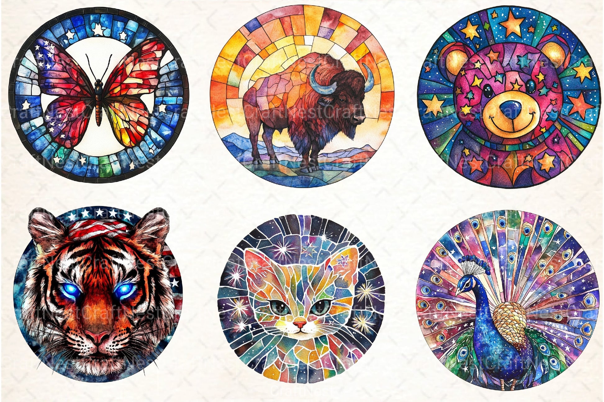 Stained Glass 4th of July Clipart Bundle - CraftNest - Digital Crafting and Art