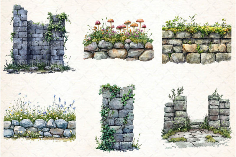 Stone Wall Clipart Bundles - CraftNest - Digital Crafting and Art