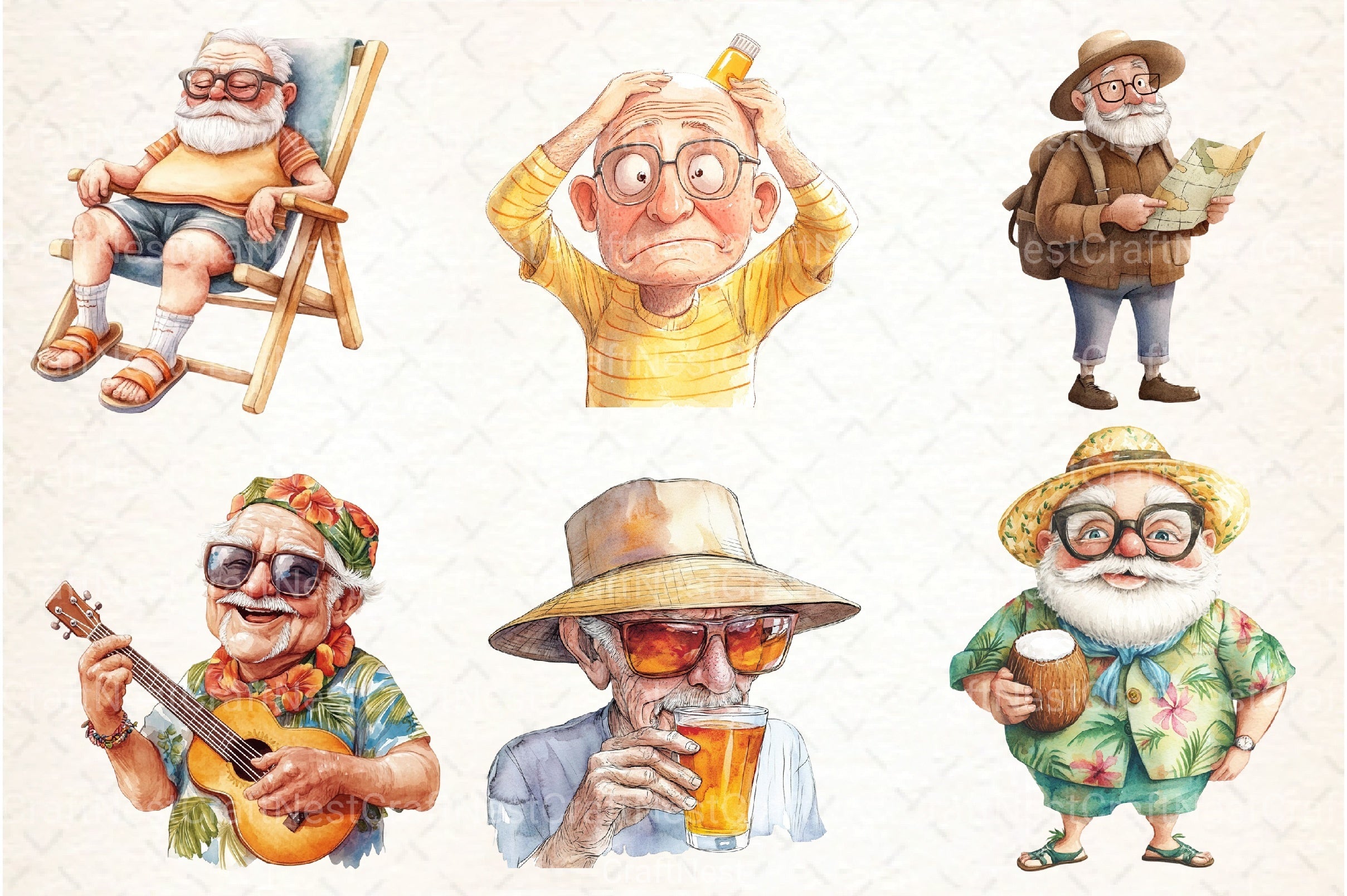 Funny Summer Grandpa Clipart Bundle 4 - CraftNest - Digital Crafting and Art