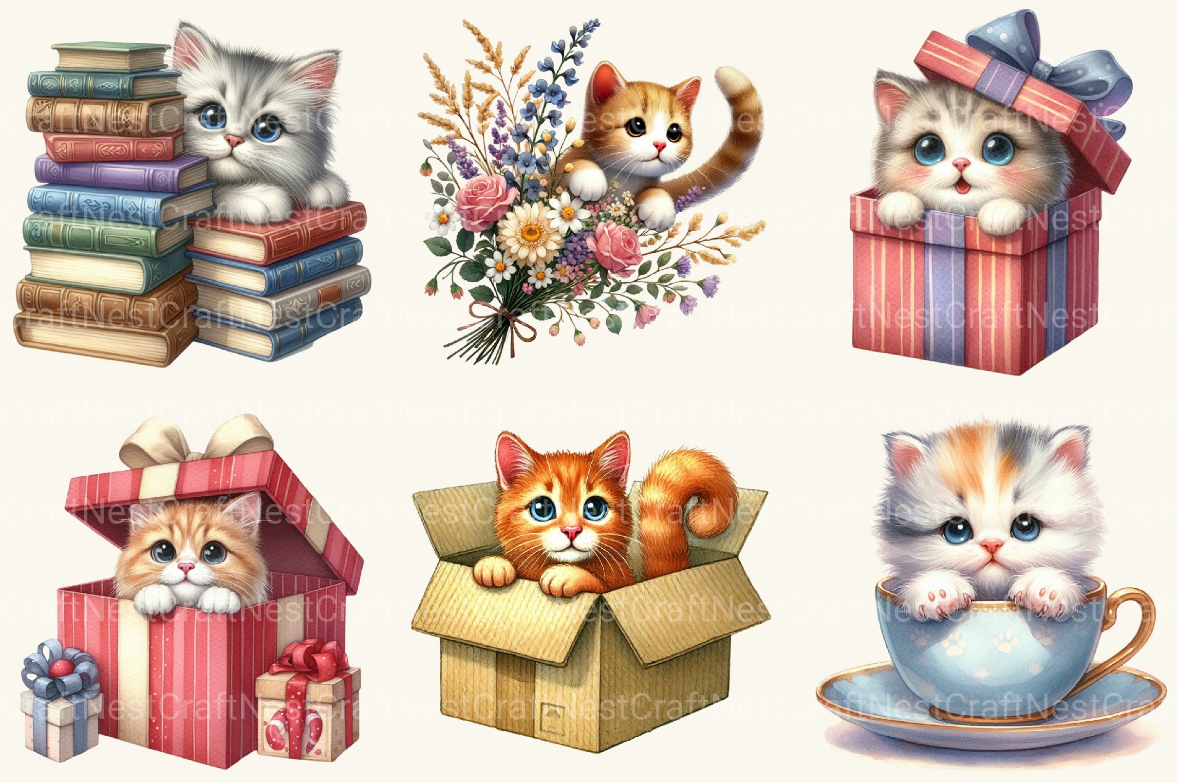Peeking Cat Clipart Bundle - CraftNest - Digital Crafting and Art