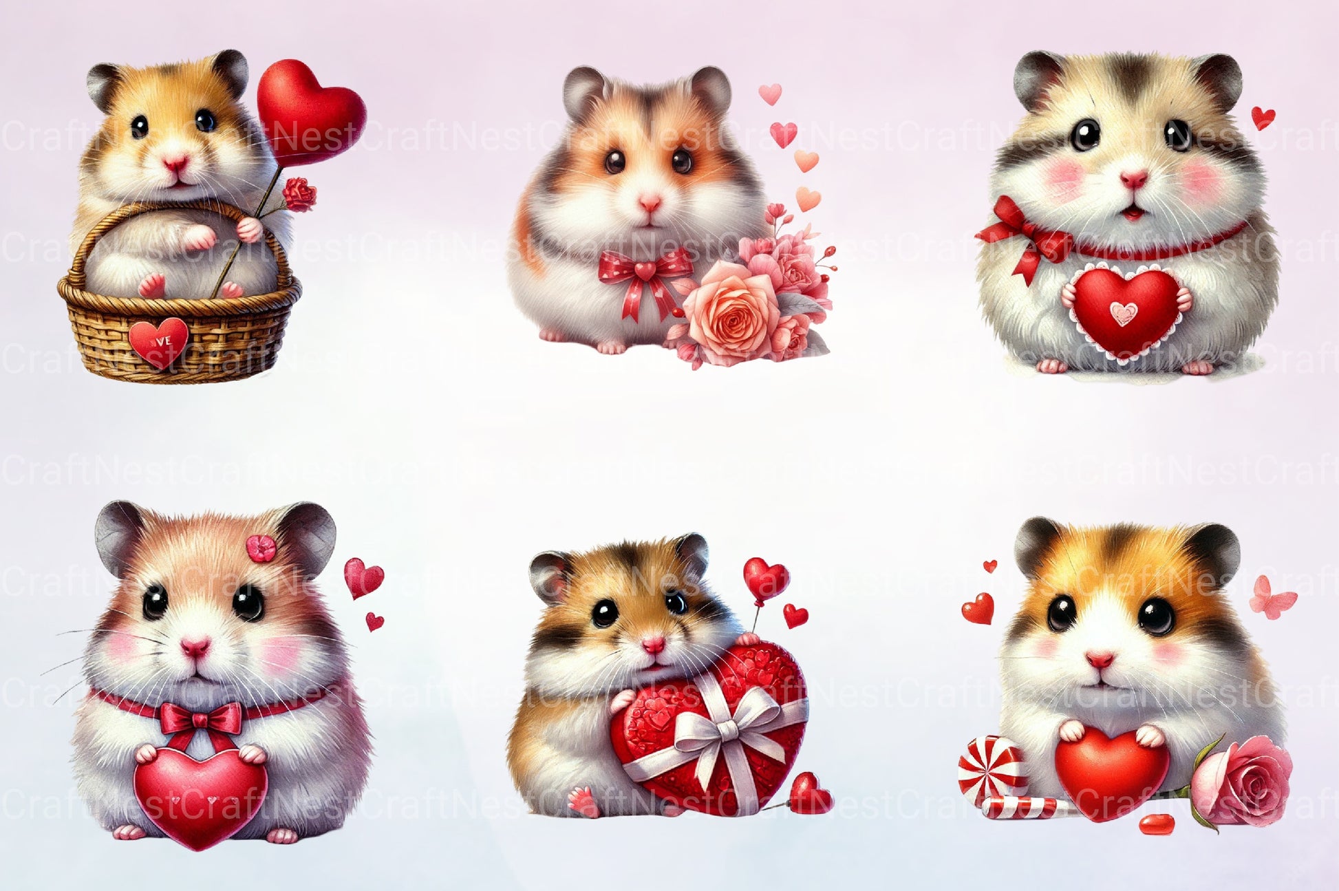 Valentine Hamster Clipart Bundle - CraftNest - Digital Crafting and Art