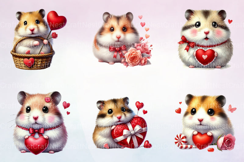 Valentine Hamster Clipart Bundle - CraftNest - Digital Crafting and Art