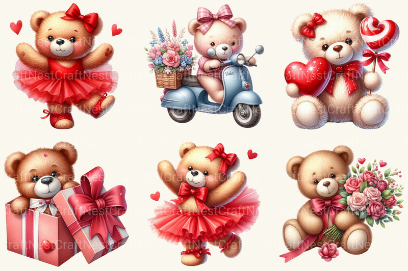 Valentine Teddy Clipart Bundle - CraftNest - Digital Crafting and Art