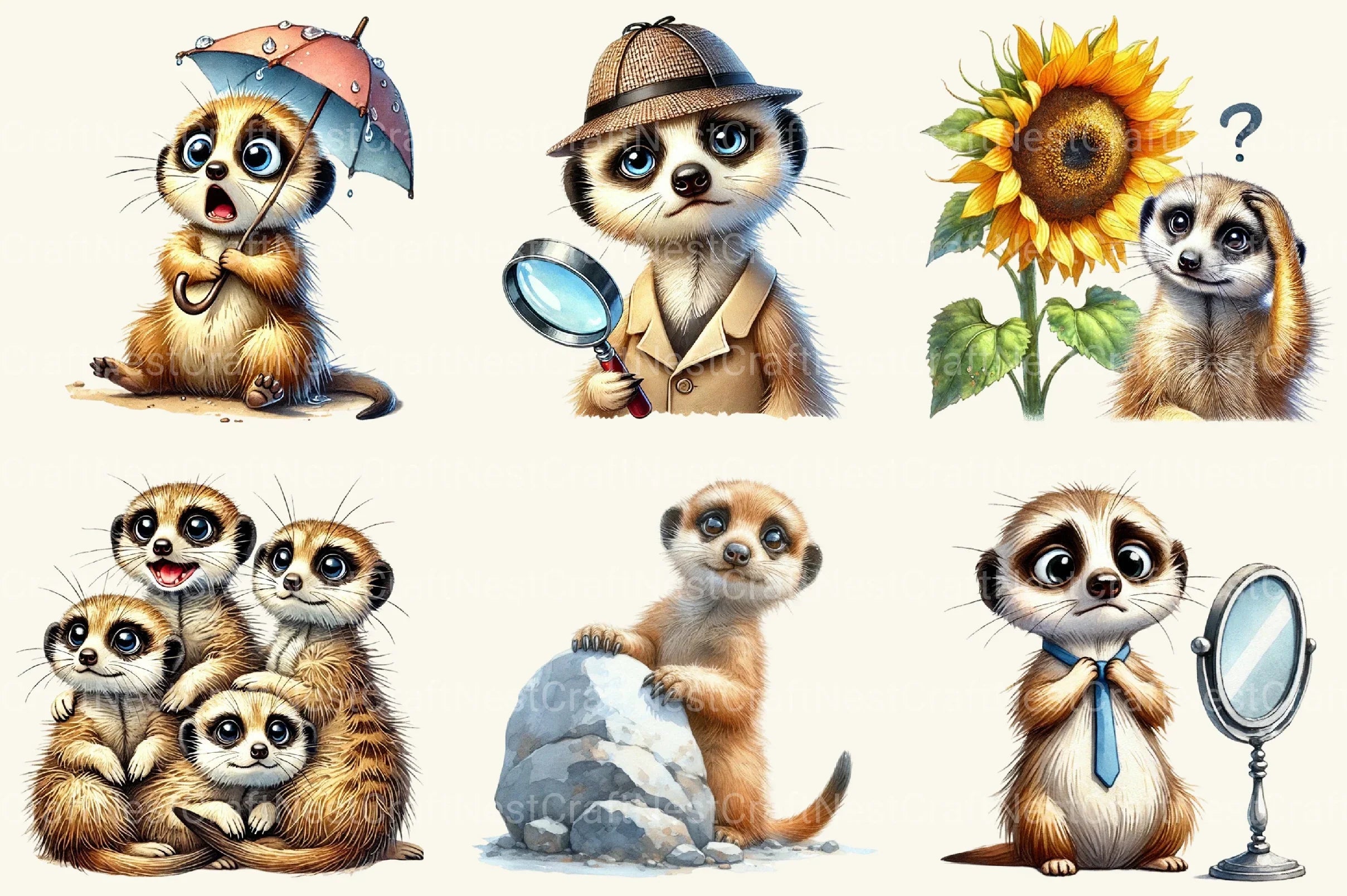 Meerkat Clipart Bundle - CraftNest - Digital Crafting and Art