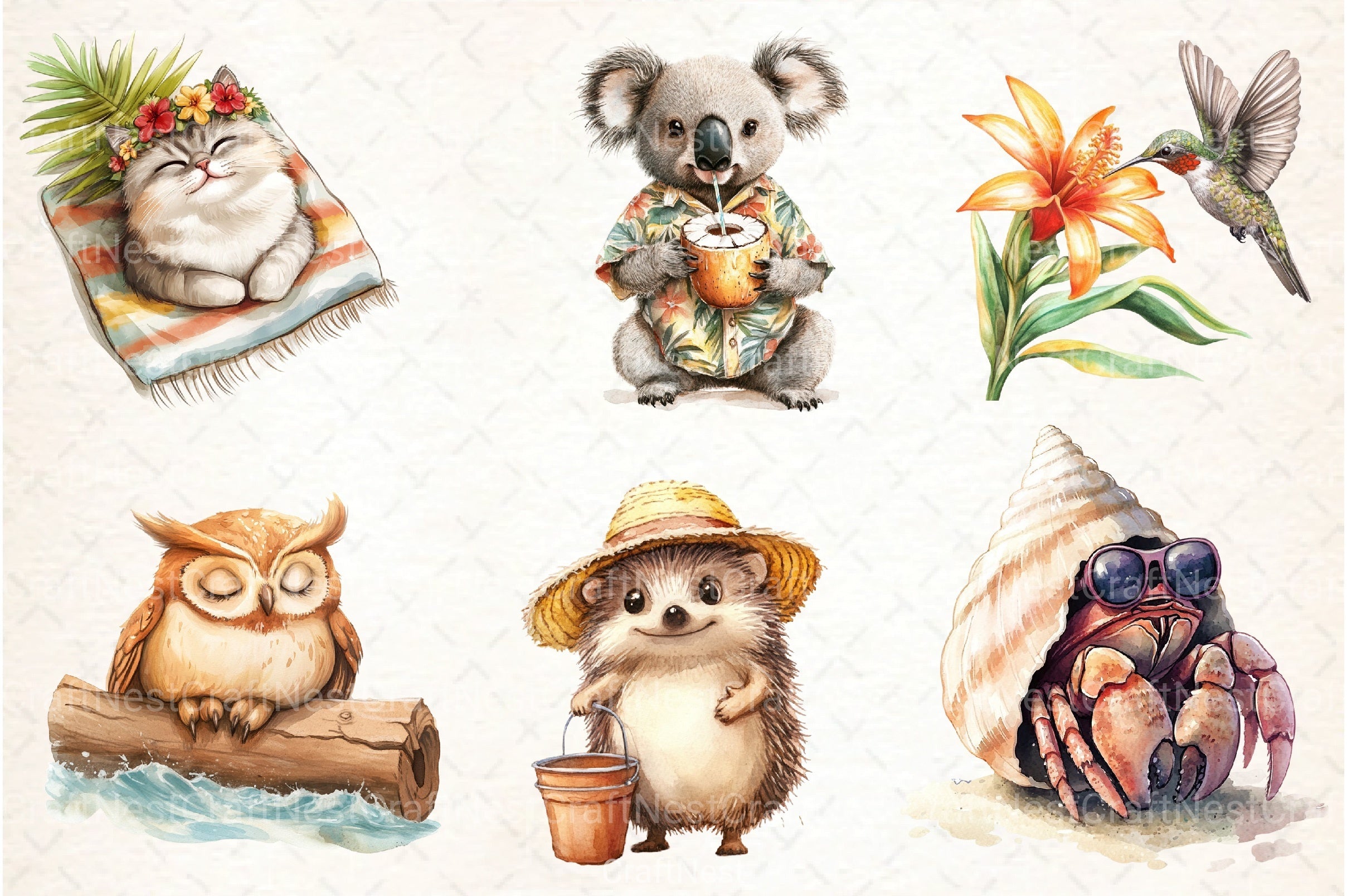 Summer Beach Animals Clipart Bundle - CraftNest - Digital Crafting and Art