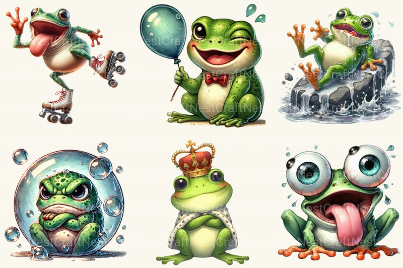 Funny Frog Clipart Bundle - CraftNest - Digital Crafting and Art