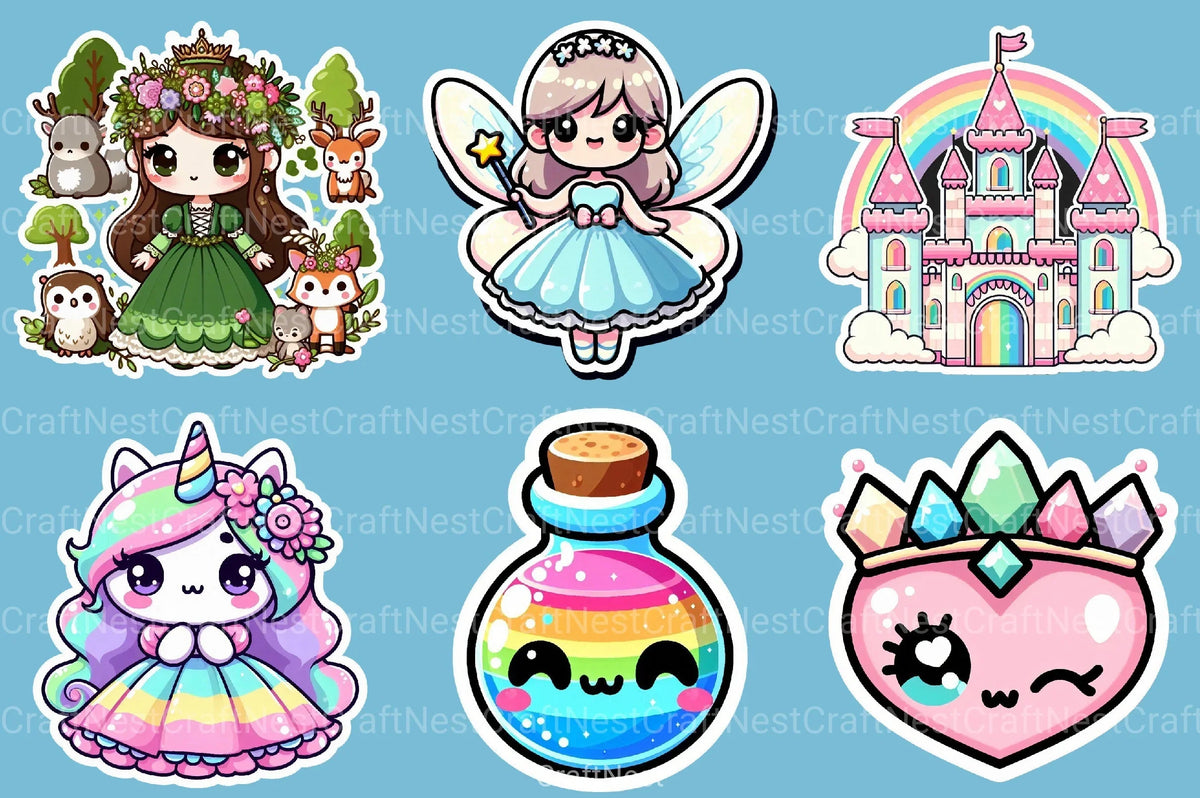 Princess Sticker Background Princess Sticker Clipart Bundle