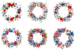 4th of July Flower Wreath Sublimation Clipart - CraftNest - Digital Crafting and Art