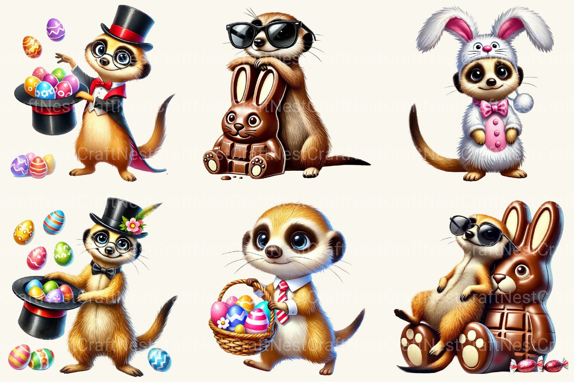 Funny Easter Meerkat Clipart Bundle - CraftNest - Digital Crafting and Art