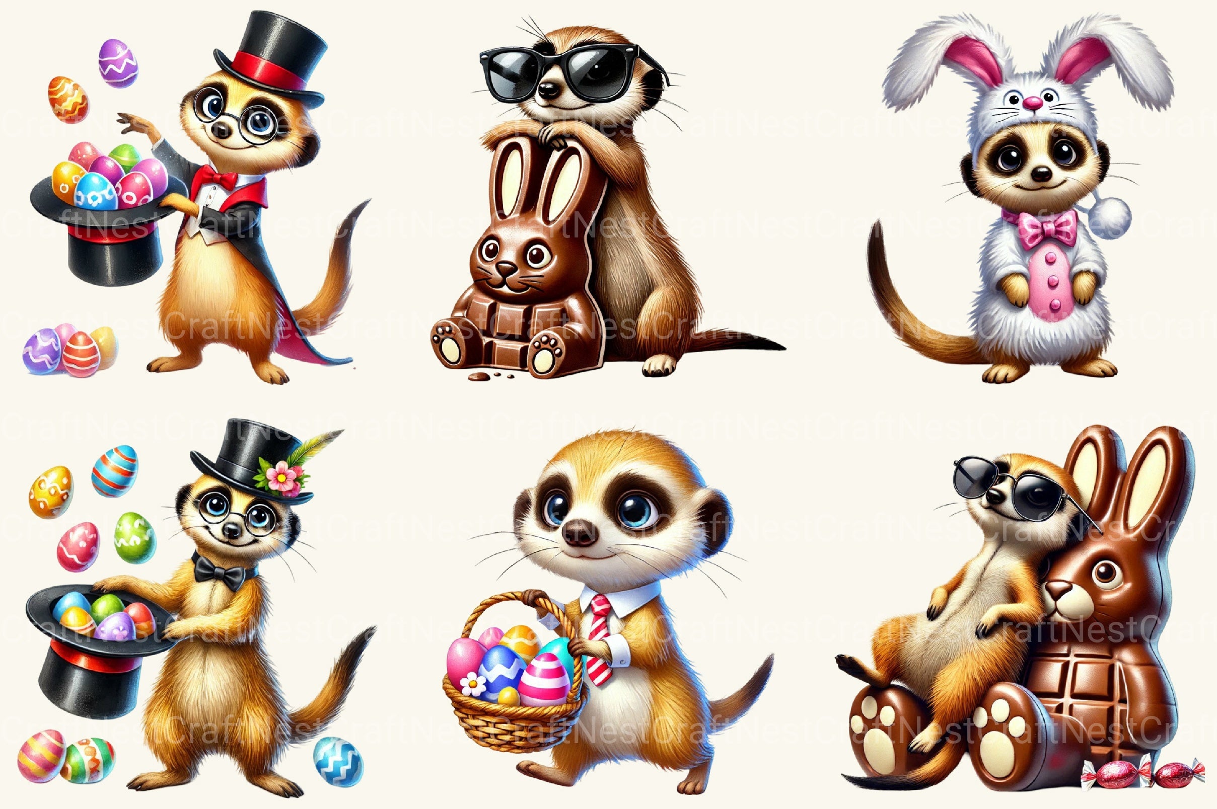 Funny Easter Meerkat Clipart Bundle - CraftNest - Digital Crafting and Art