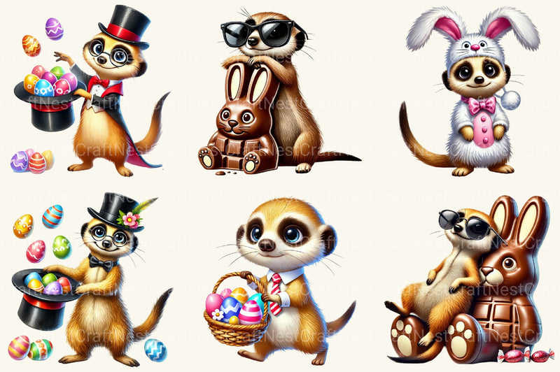 Funny Easter Meerkat Clipart Bundle - CraftNest - Digital Crafting and Art