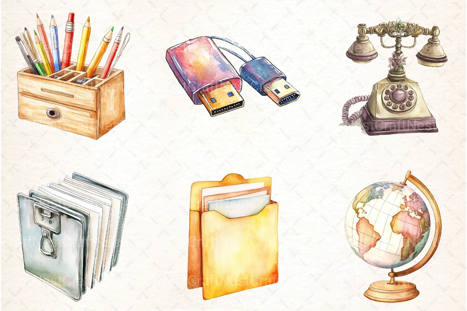 Office Supplies Clipart Bundle - CraftNest - Digital Crafting and Art