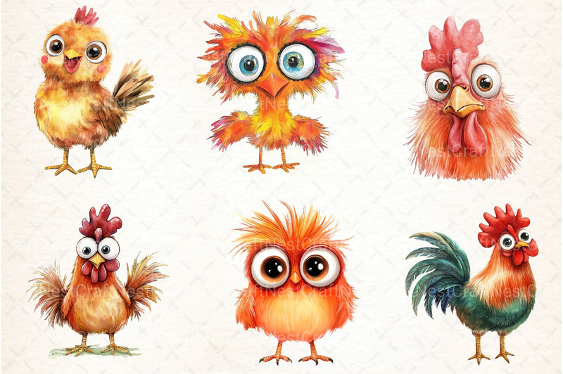 Quirky Funny Chicken Clipart Bundle 1 - CraftNest - Digital Crafting and Art