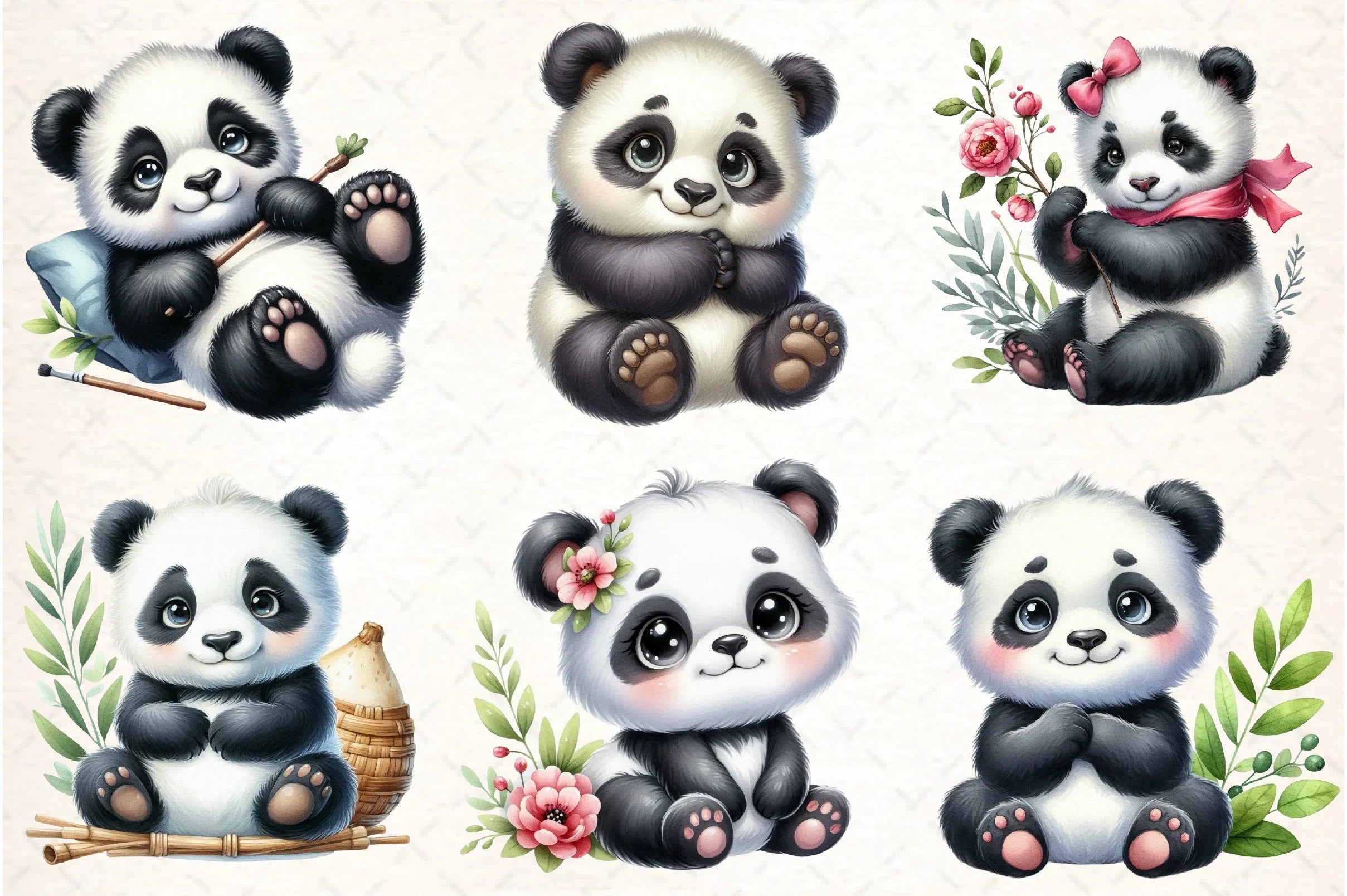 Cute Baby Panda Clipart Bundle - CraftNest - Digital Crafting and Art
