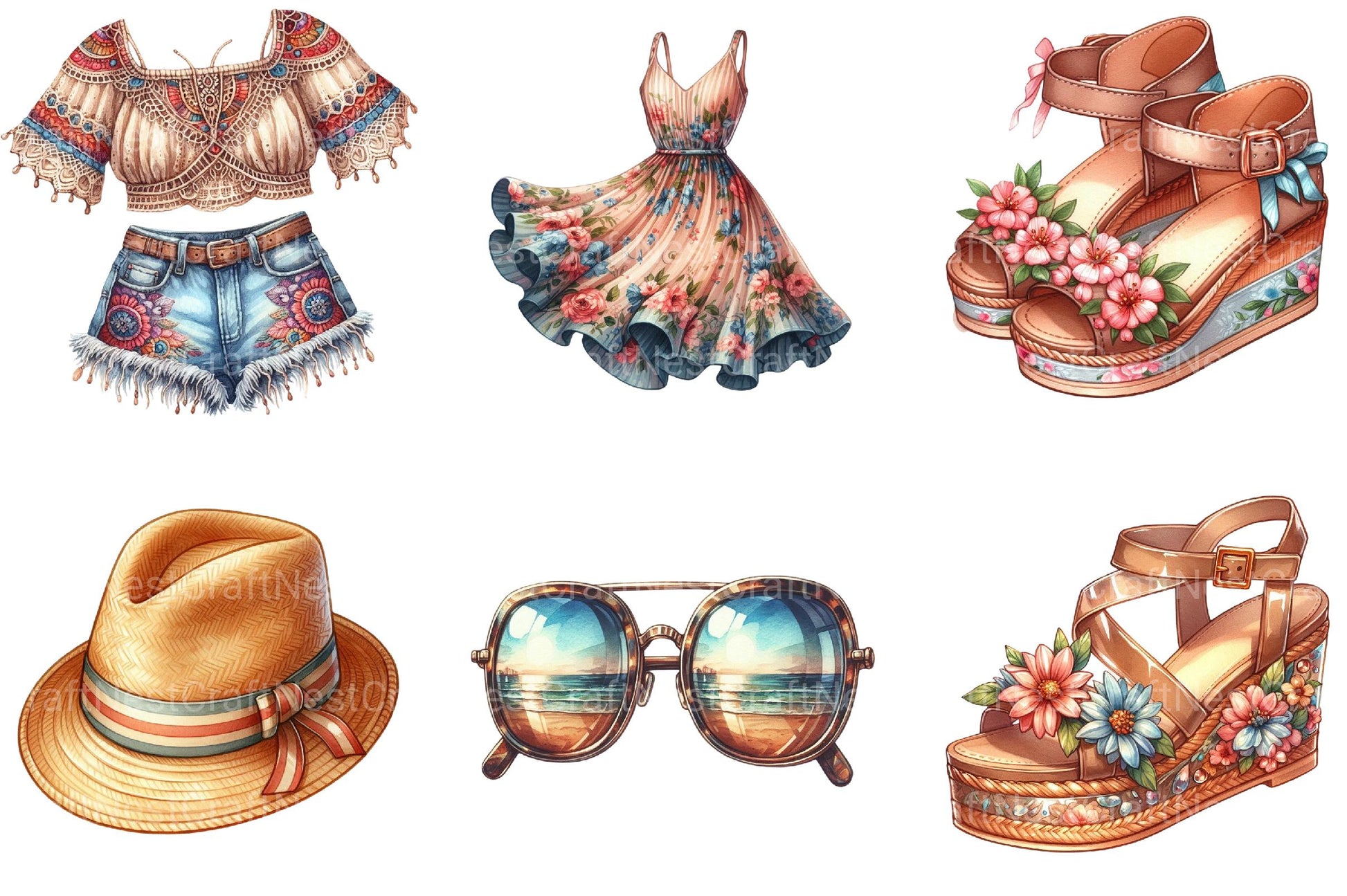 Summer Fashion Clipart - CraftNest - Digital Crafting and Art