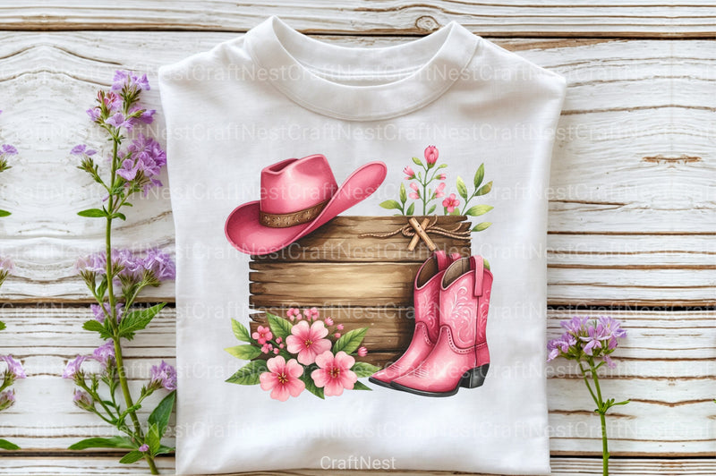 Wooden Sign with Pink Cowboy Hat Clipart Bundle 77 - CraftNest - Digital Crafting and Art