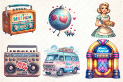 Retro Mother's Day Clipart Bundle 1 - CraftNest - Digital Crafting and Art