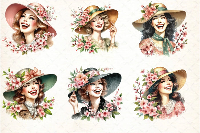 Spring Pin-Up Girl Clipart Bundle