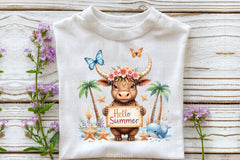 Summer Highland Cow Clipart Bundle 11 - CraftNest - Digital Crafting and Art