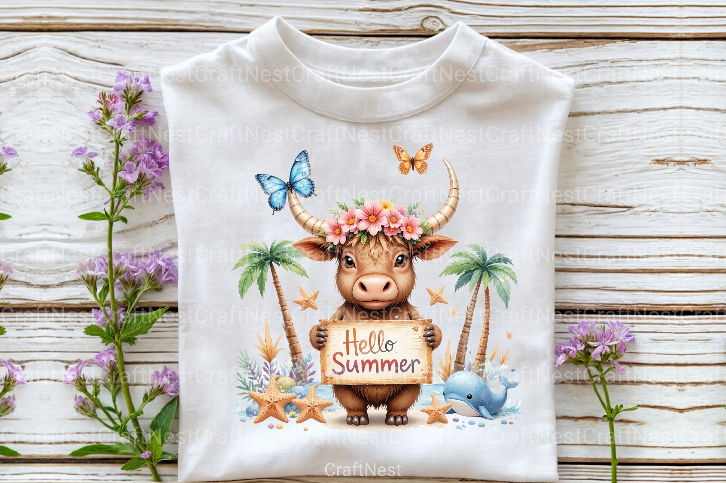 Summer Highland Cow Clipart Bundle 11 - CraftNest - Digital Crafting and Art