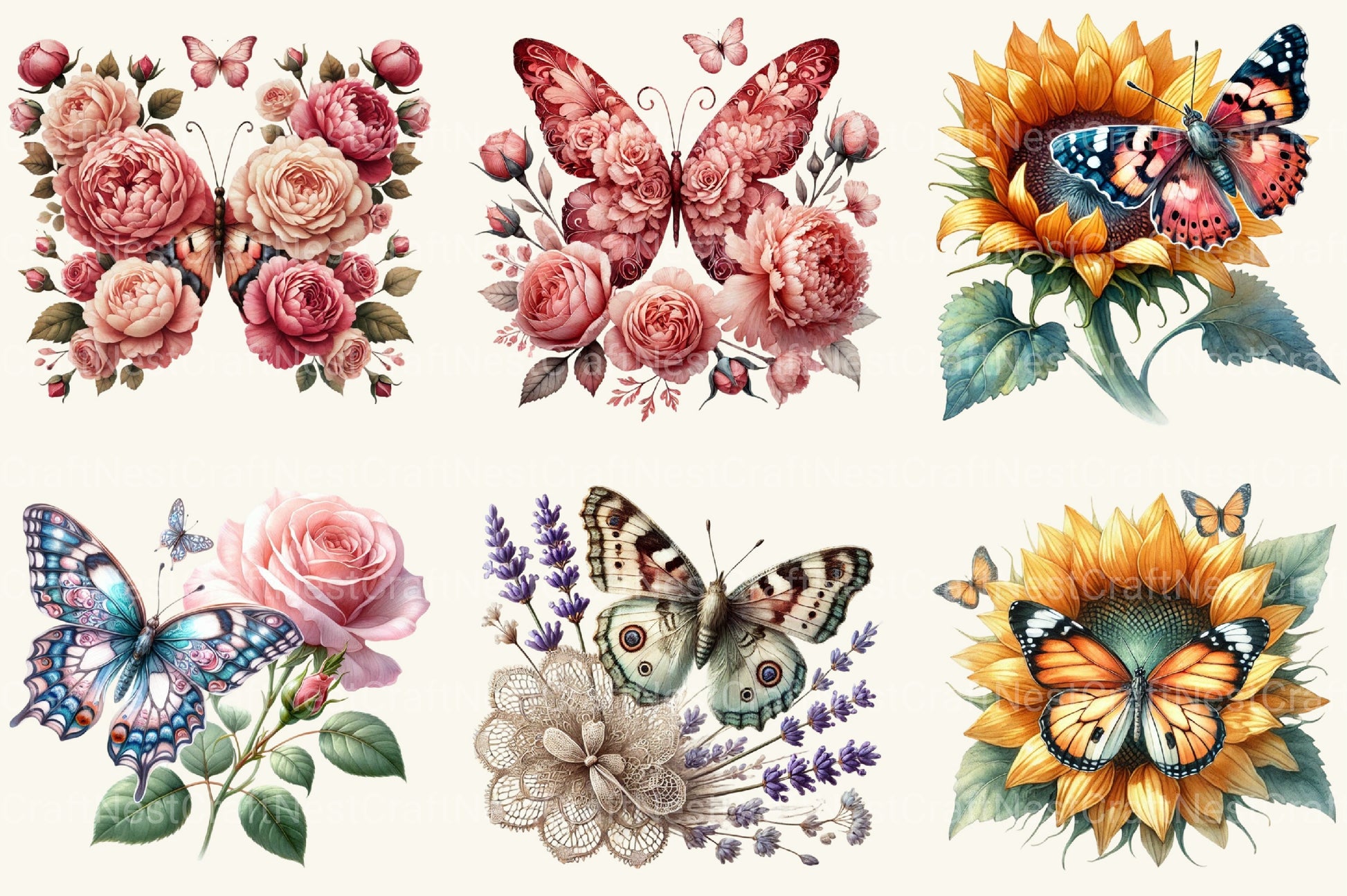 Flower Butterfly Clipart Bundle - CraftNest - Digital Crafting and Art