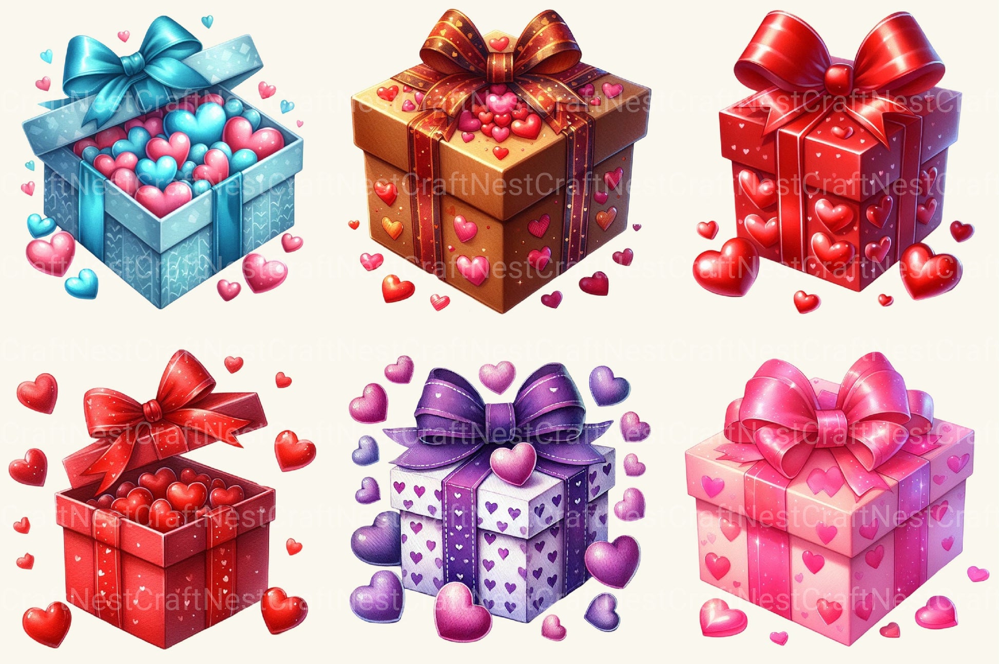 Valentine Gift Box Clipart Bundle - CraftNest - Digital Crafting and Art