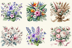 Flower Bouquet Clipart Bundle - CraftNest - Digital Crafting and Art
