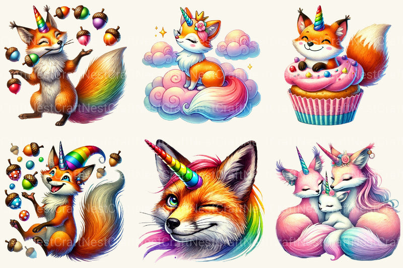 Unicorn Fox Clipart Bundle - CraftNest - Digital Crafting and Art